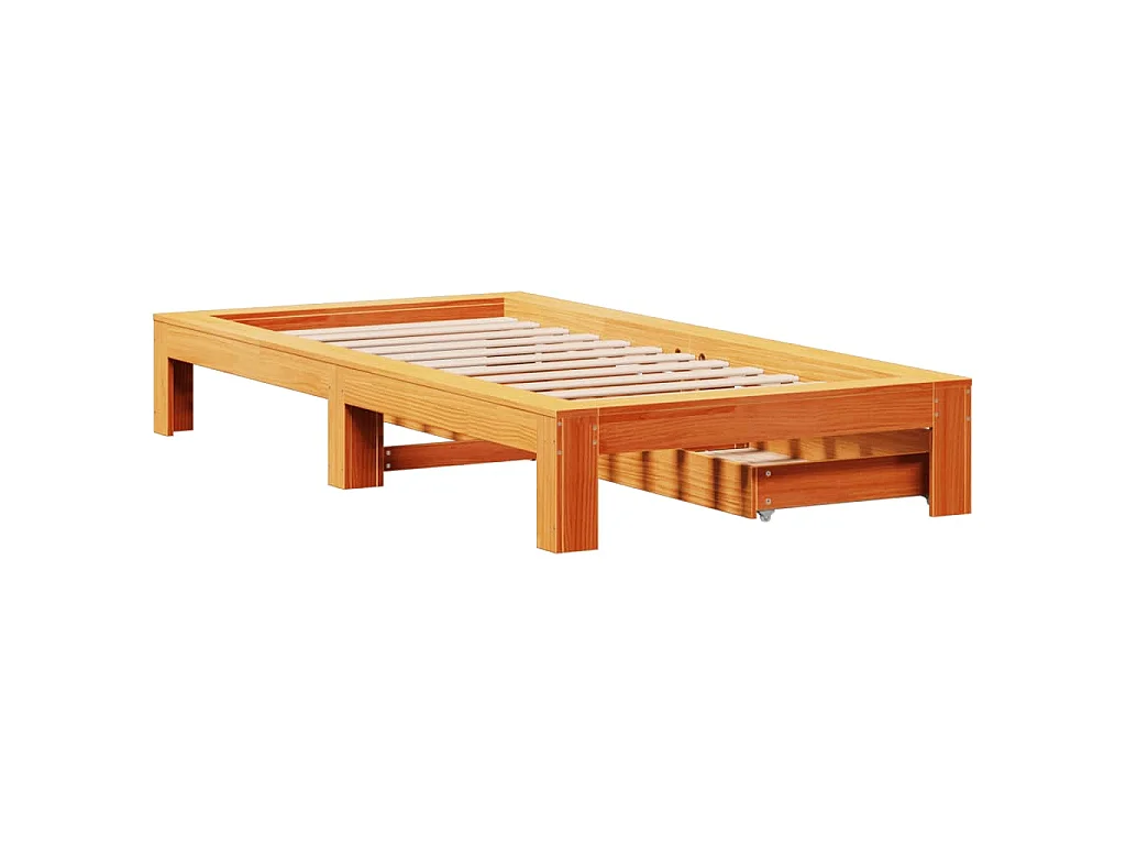 Cadre de lit sans matelas cire marron 90x200 cm bois pin massif