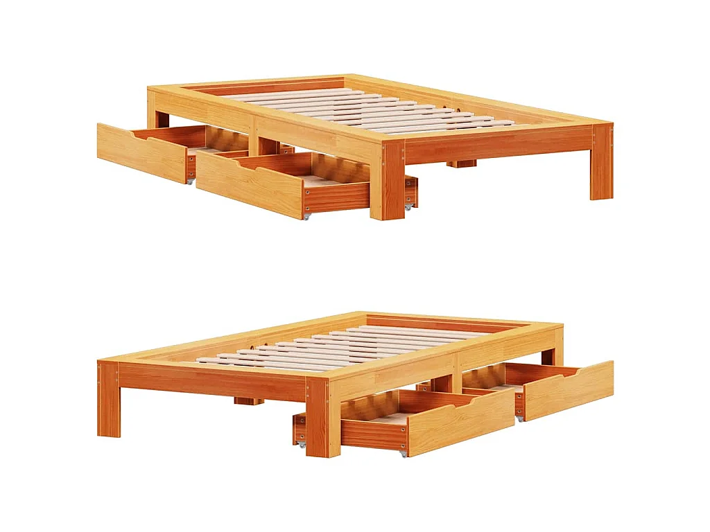 Cadre de lit sans matelas cire marron 90x200 cm bois pin massif