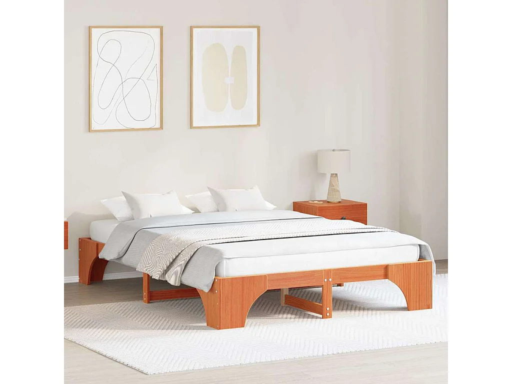 Estructura de cama Marrón cera 140 x 200 cm