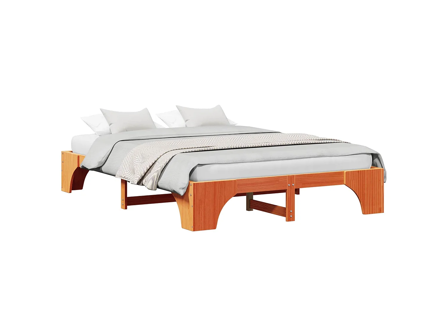 Cadre de lit Brun cire 140 x 200 cm Pin massif