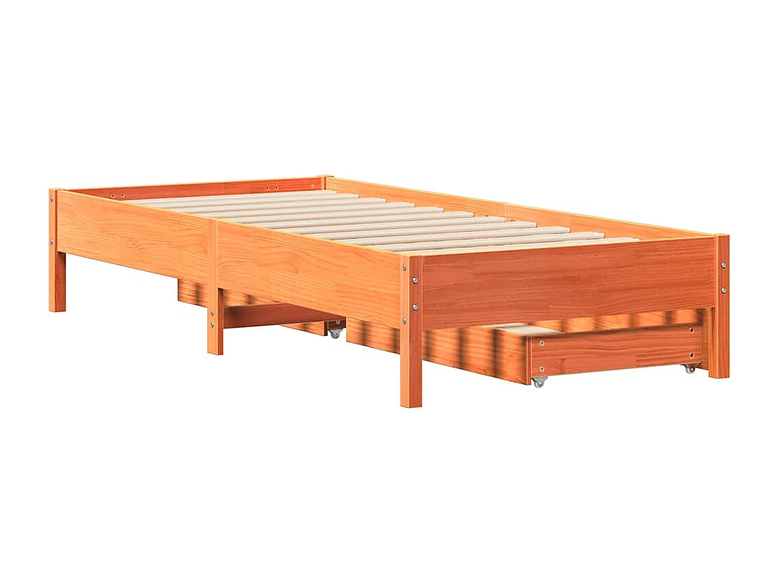 Cadre de lit sans matelas cire marron 100x200cm bois pin massif