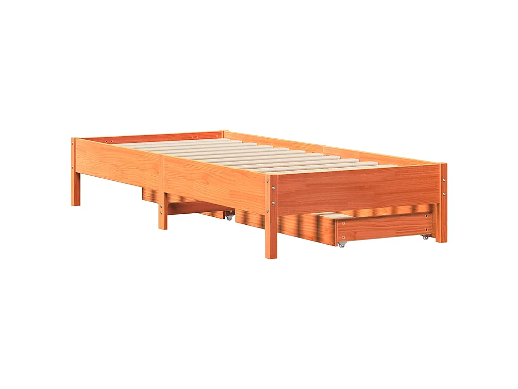 Cadre de lit sans matelas cire marron 100x200cm bois pin massif