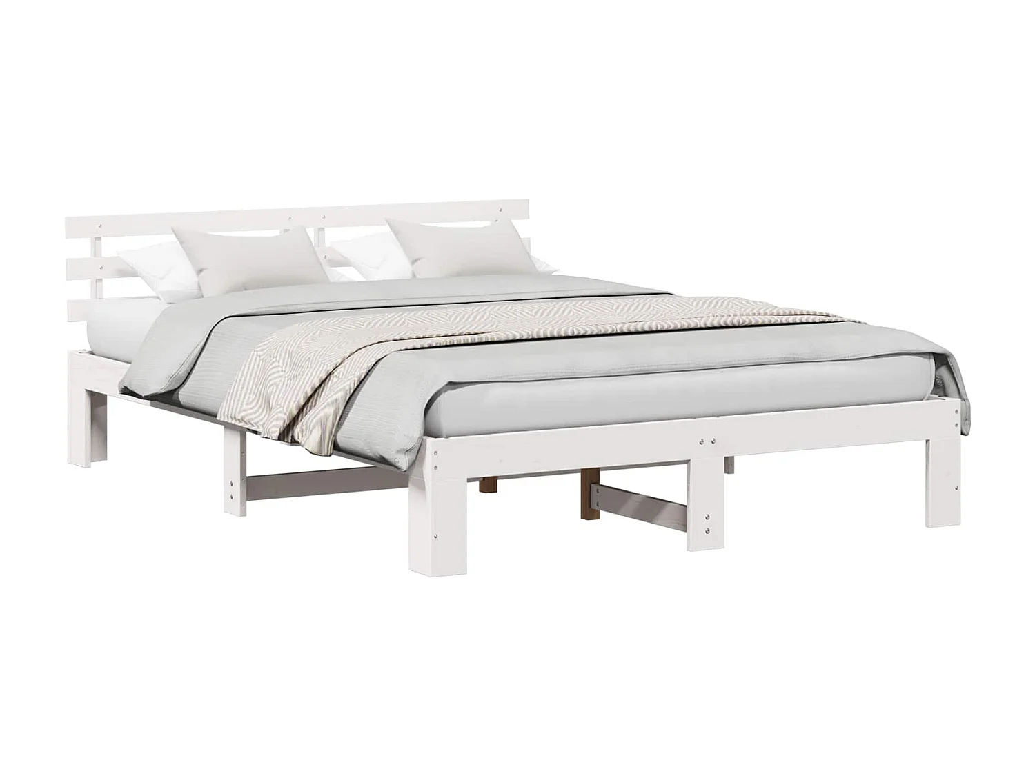 Cadre de lit avec tête de lit Blanc 140 x 200 cm Pin massif