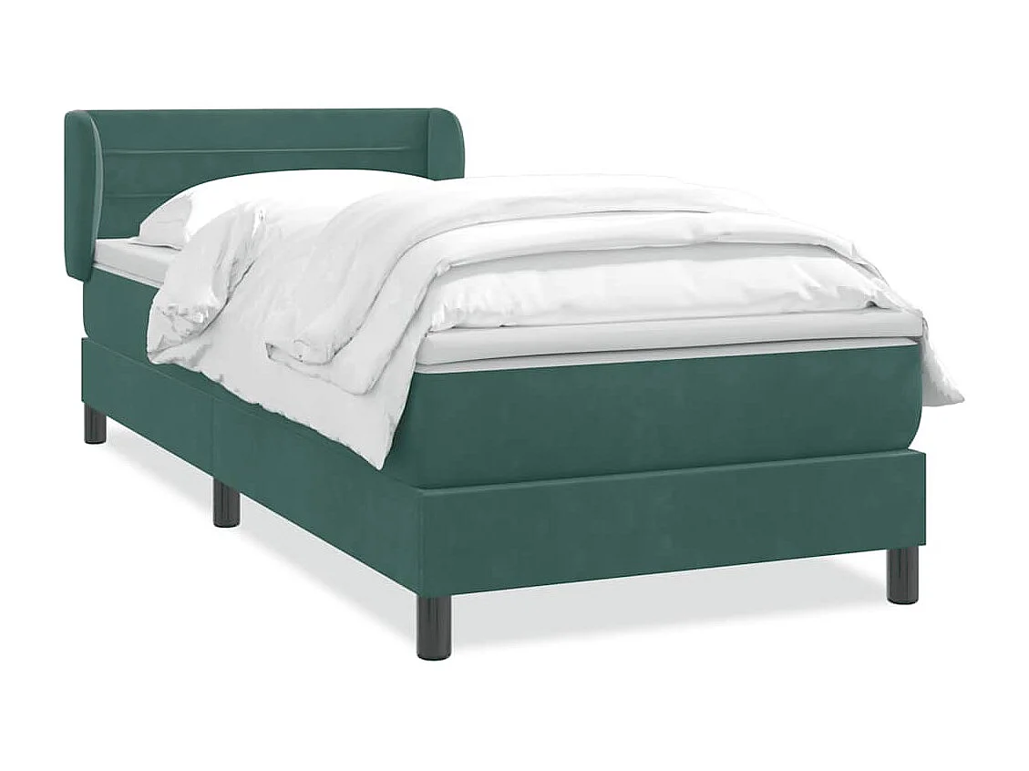 Sommier à lattes de lit et matelas vert foncé 90x210 cm velours