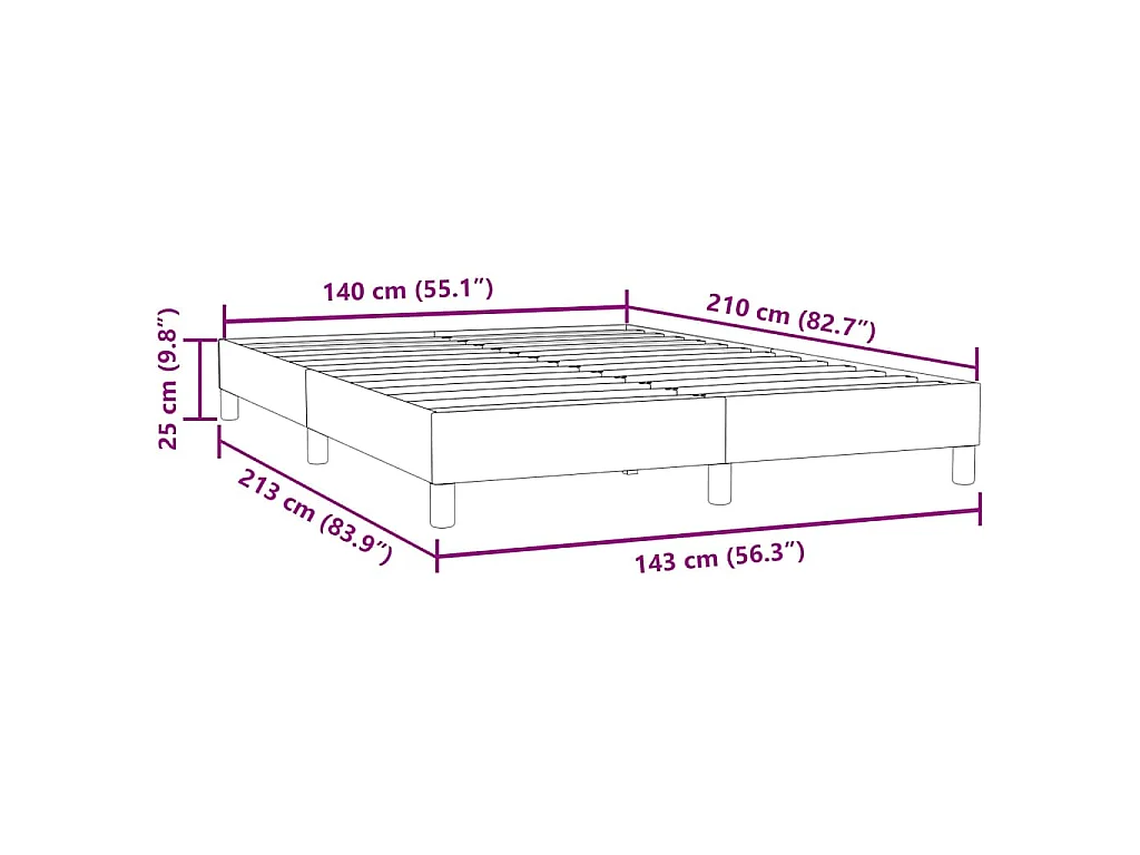 Bettgestell ohne Matratze Dunkelgrau 140x210 cm Samt