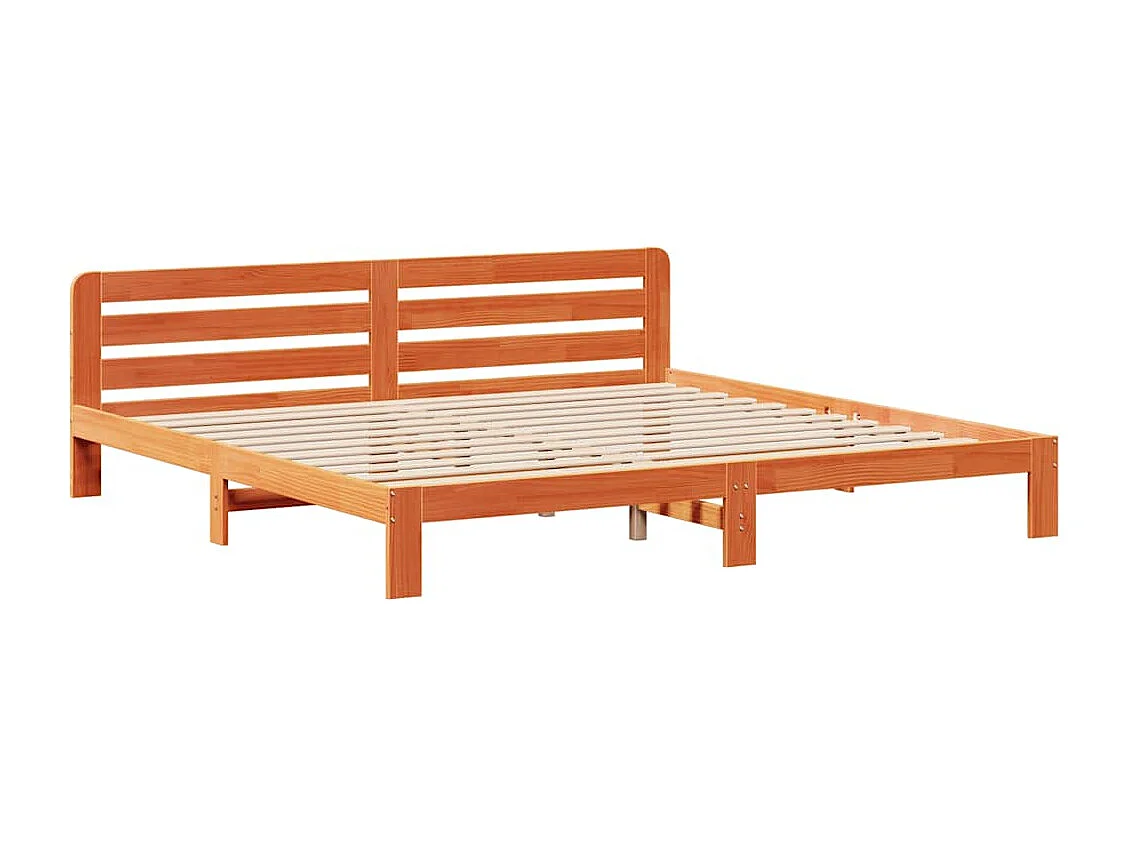 Cadre de lit sans matelas cire marron 180x200cm bois pin massif