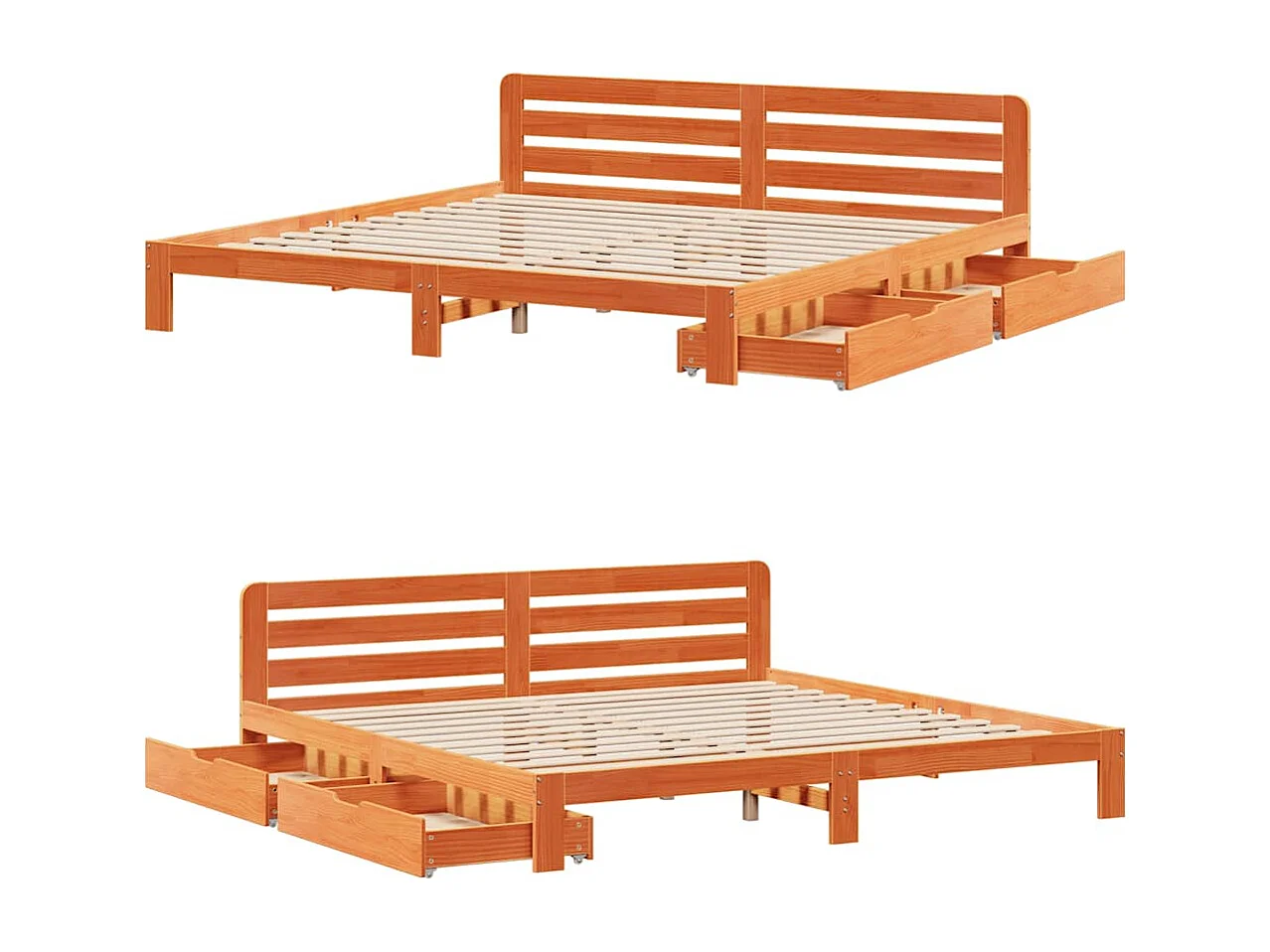 Cadre de lit sans matelas cire marron 180x200cm bois pin massif