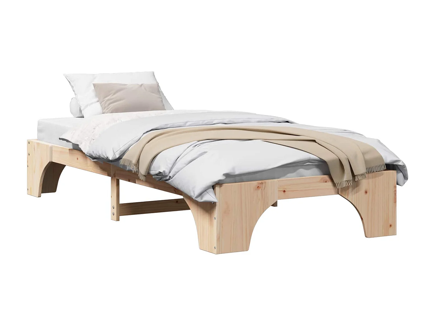 Estructura de cama Natural 75 x 190 cm Madera de pino macizo