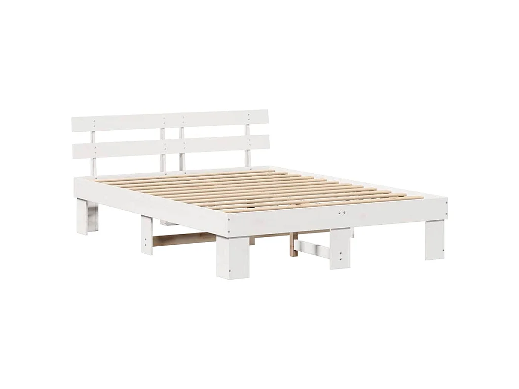 Bedframe met hoofdeinde Wit 140 x 200 cm Massief grenenhout