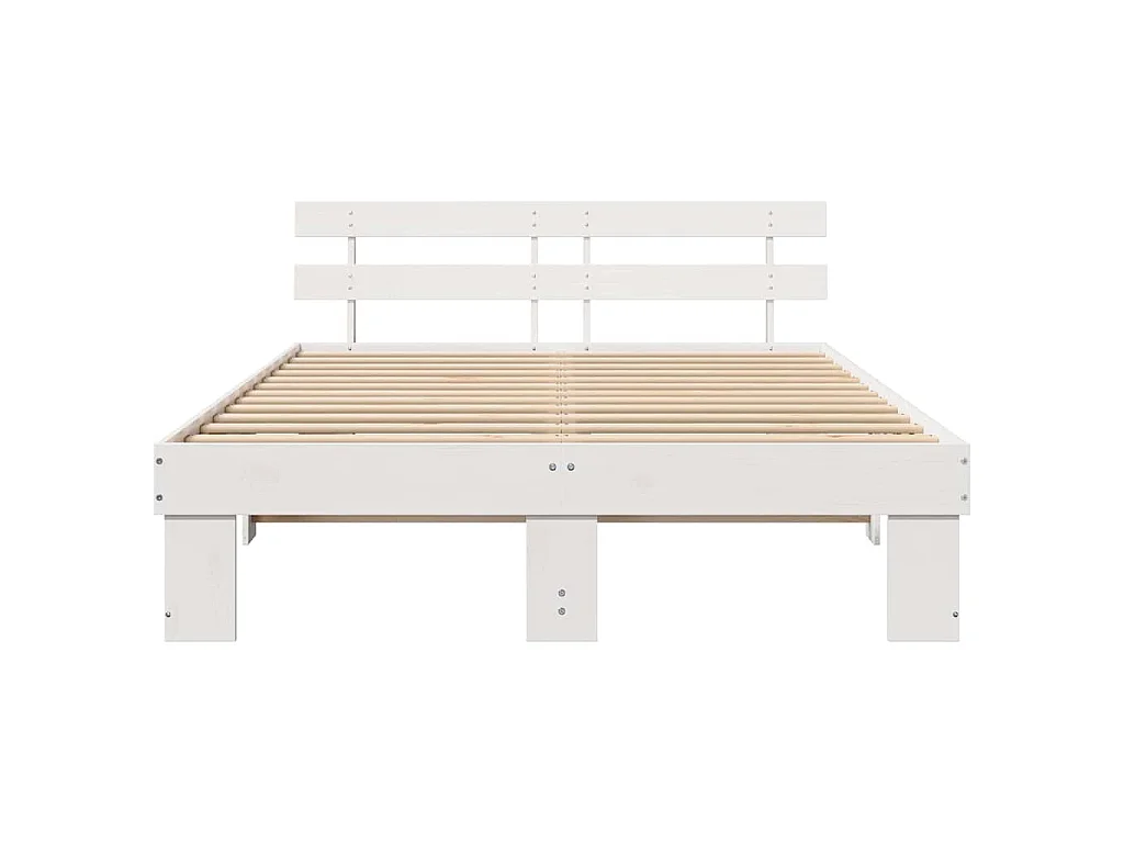Bedframe met hoofdeinde Wit 140 x 200 cm Massief grenenhout