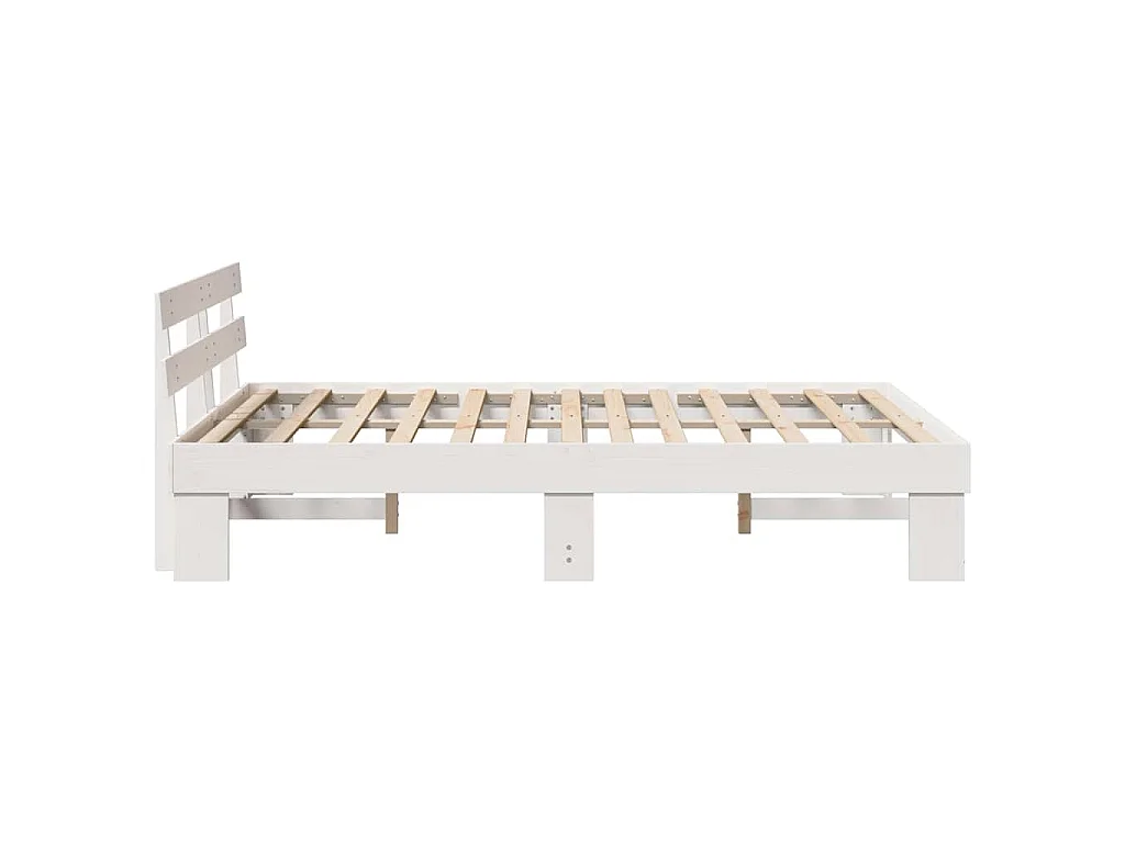 Bedframe met hoofdeinde Wit 140 x 200 cm Massief grenenhout