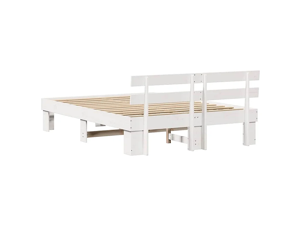 Bedframe met hoofdeinde Wit 140 x 200 cm Massief grenenhout