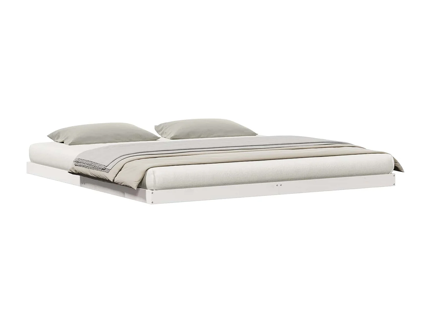 Cadre de lit surélevé Blanc 213.5 x 104 x 9 cm Pin massif