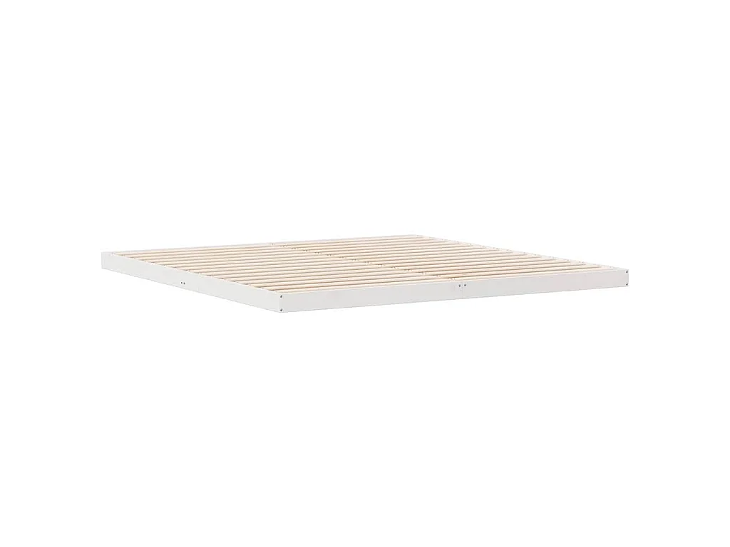 Struttura letto a terra Bianco 200 x 220 cm Pino massello