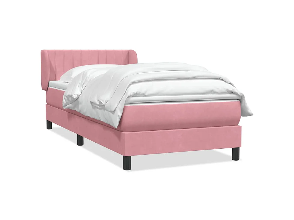 Boxspring met matras fluweel roze 90x210 cm