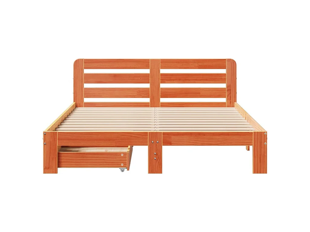 Cama sem colchão 150x200 cm madeira pinho maciça castanho-mel