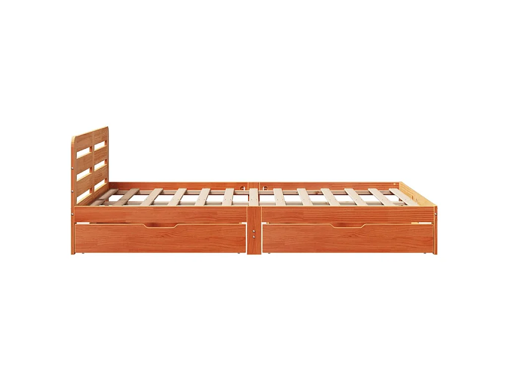 Cama sem colchão 150x200 cm madeira pinho maciça castanho-mel