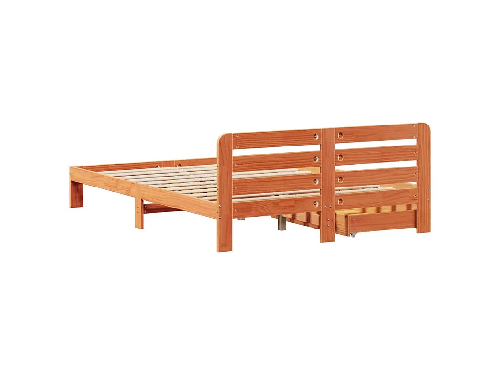 Cama sem colchão 150x200 cm madeira pinho maciça castanho-mel