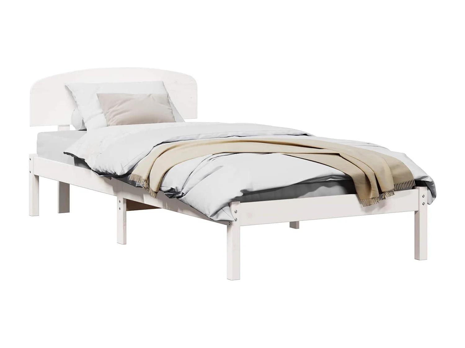 Cadre de lit avec tête de lit Blanc 80 x 200 cm Pin massif