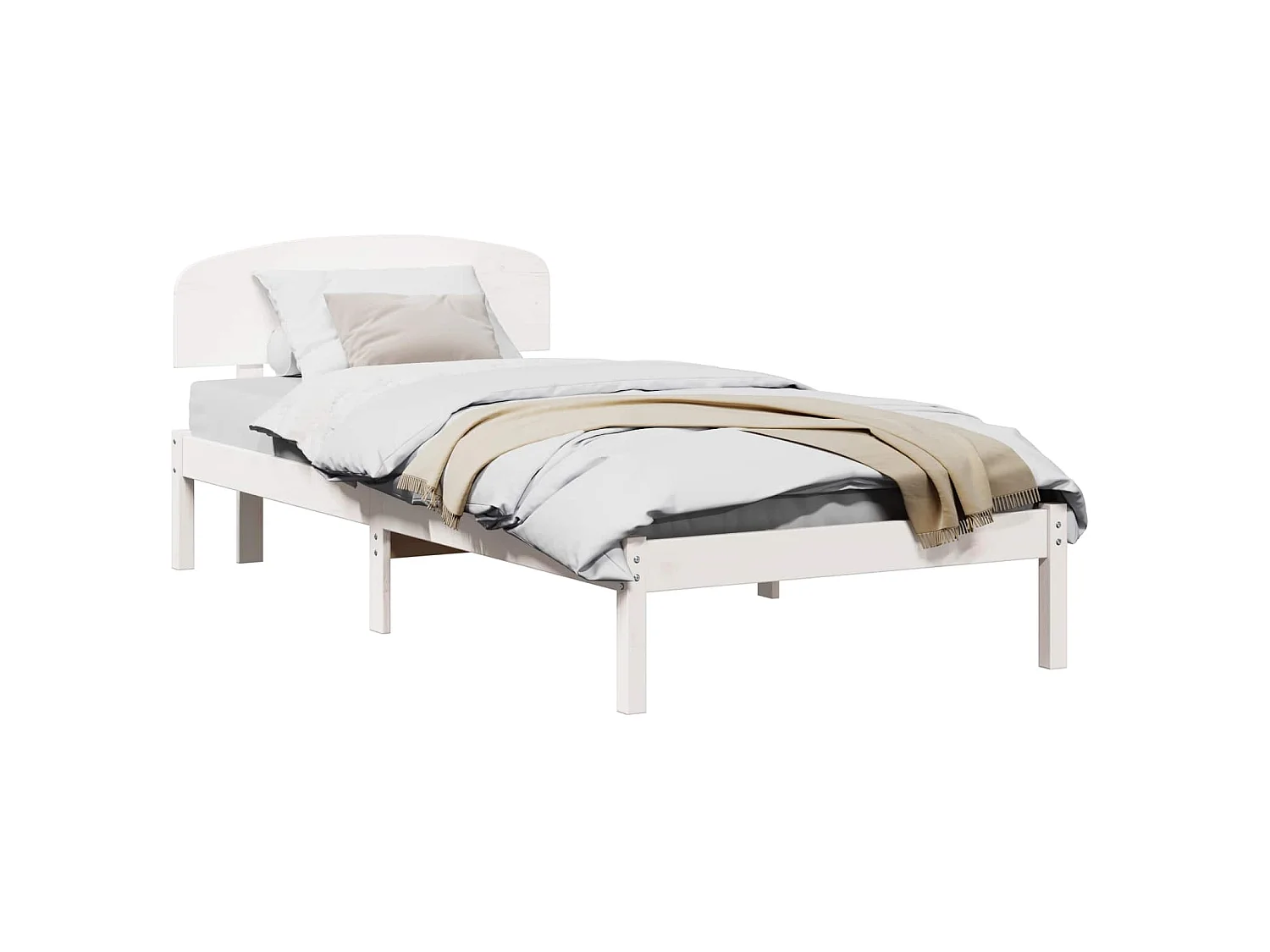 Bedframe met hoofdeinde Wit 80 x 200 cm Massief grenenhout