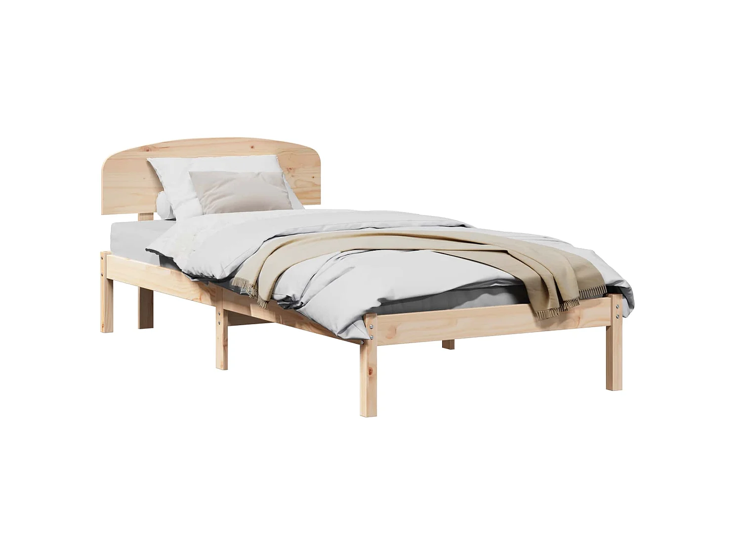 Bedframe met hoofdeinde Naturel 80 x 200 cm Massief grenenhout