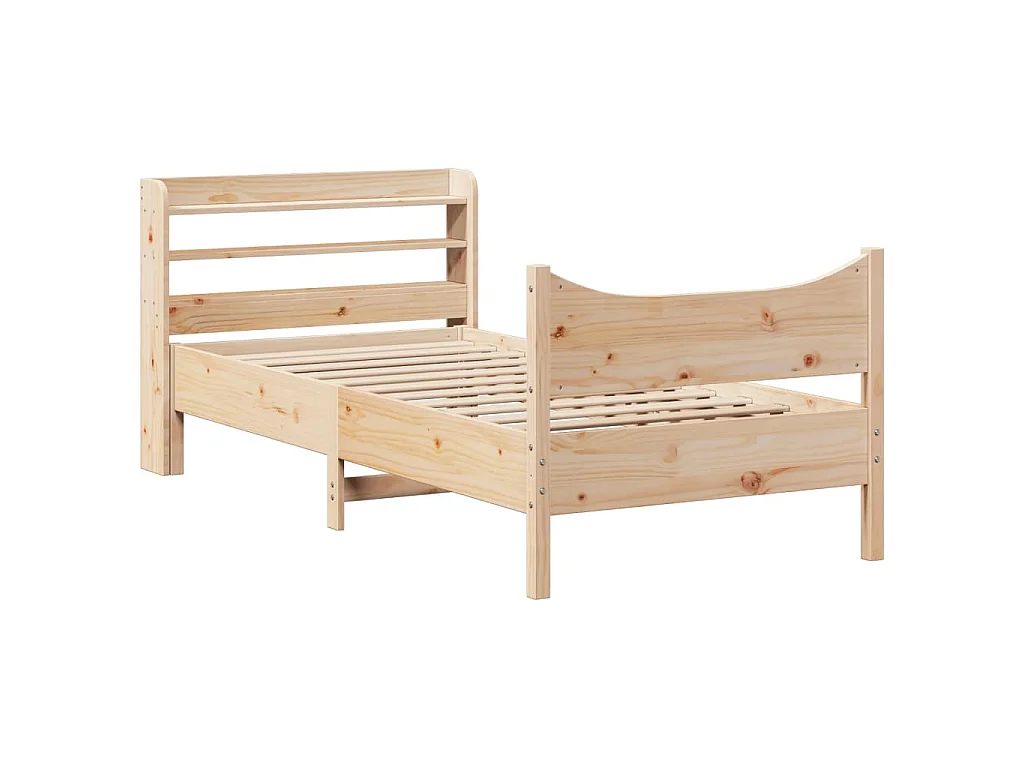 Cadre de lit avec tête de lit 75x190 cm bois de pin massif