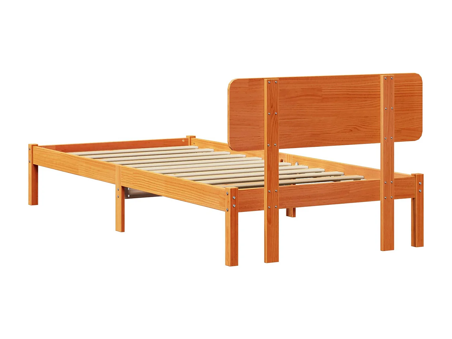 Cadre de lit avec tête de lit Brun cire 90 x 200 cm Pin massif