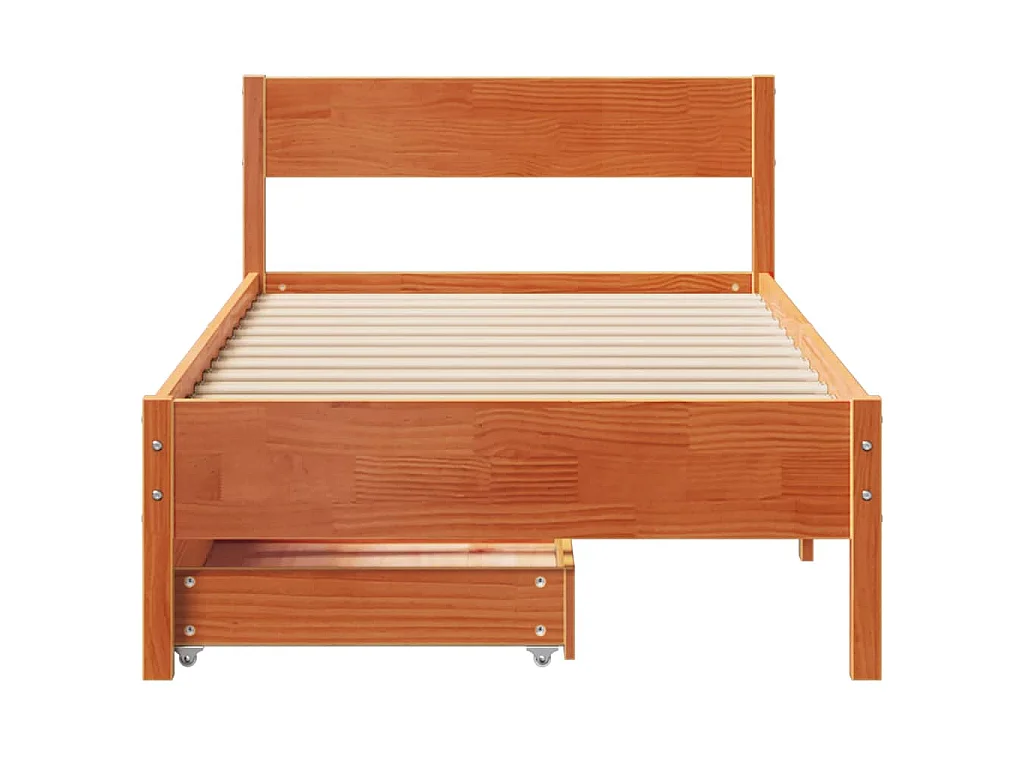 Bedframe zonder matras massief grenenhout wasbruin 100x200 cm