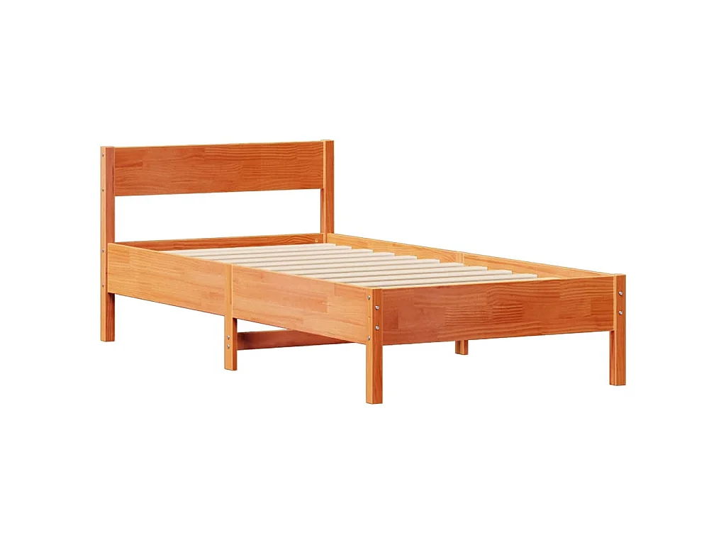 Bedframe zonder matras massief grenenhout wasbruin 100x200 cm