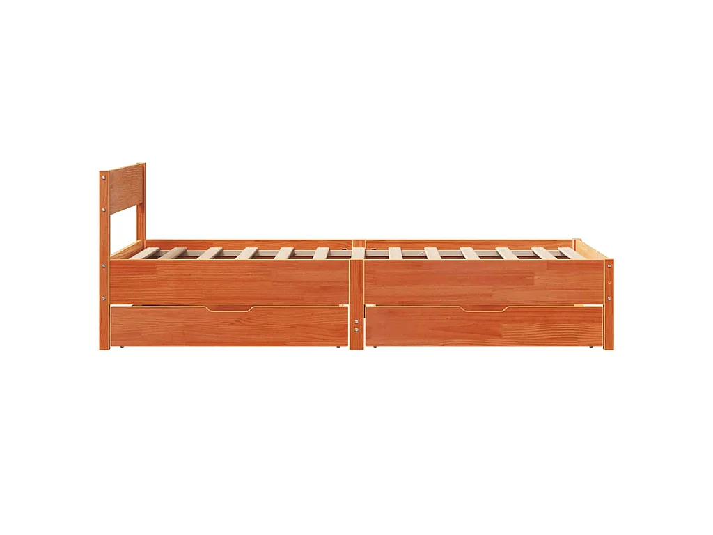Bedframe zonder matras massief grenenhout wasbruin 100x200 cm