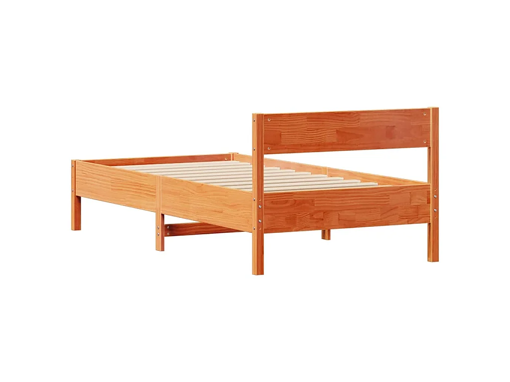 Bedframe zonder matras massief grenenhout wasbruin 100x200 cm