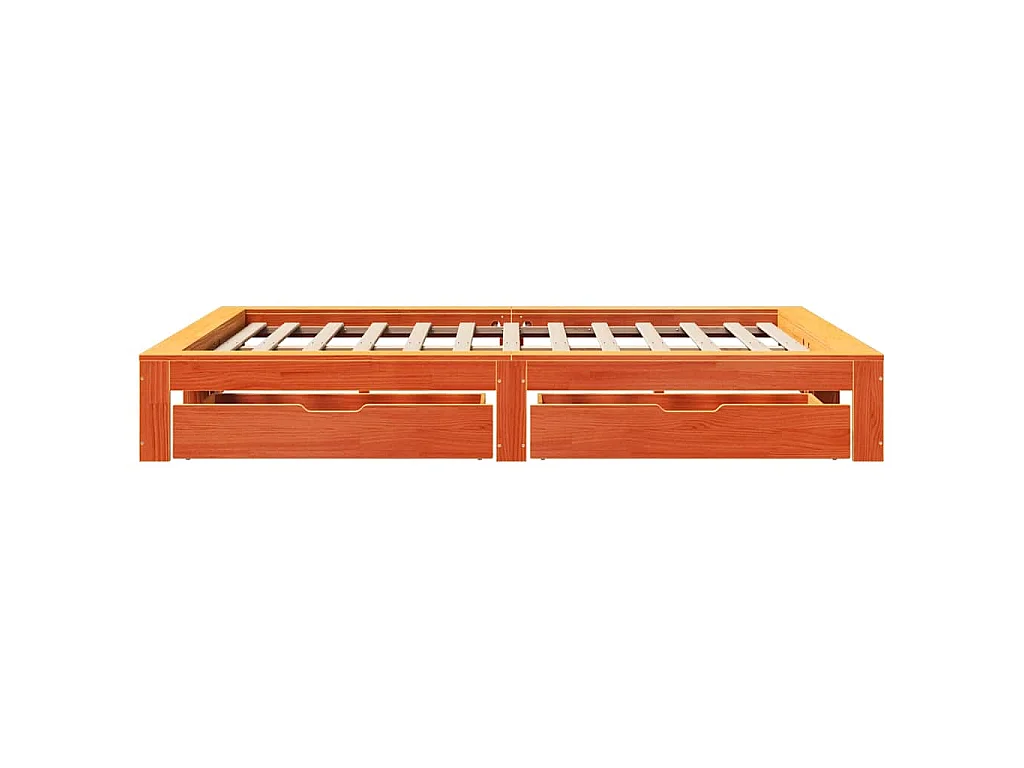 Cadre de lit sans matelas cire marron 140x200cm bois pin massif