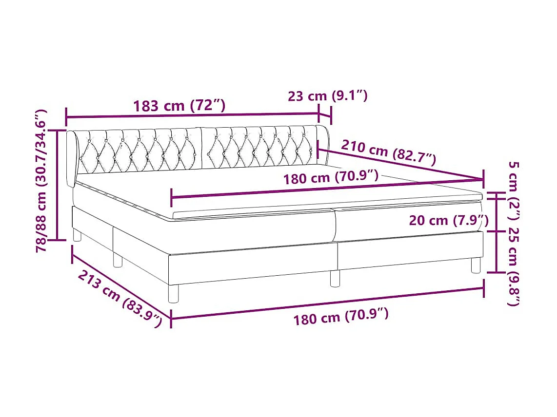 Boxspring met matrassen fluweel donkergroen 180x210 cm