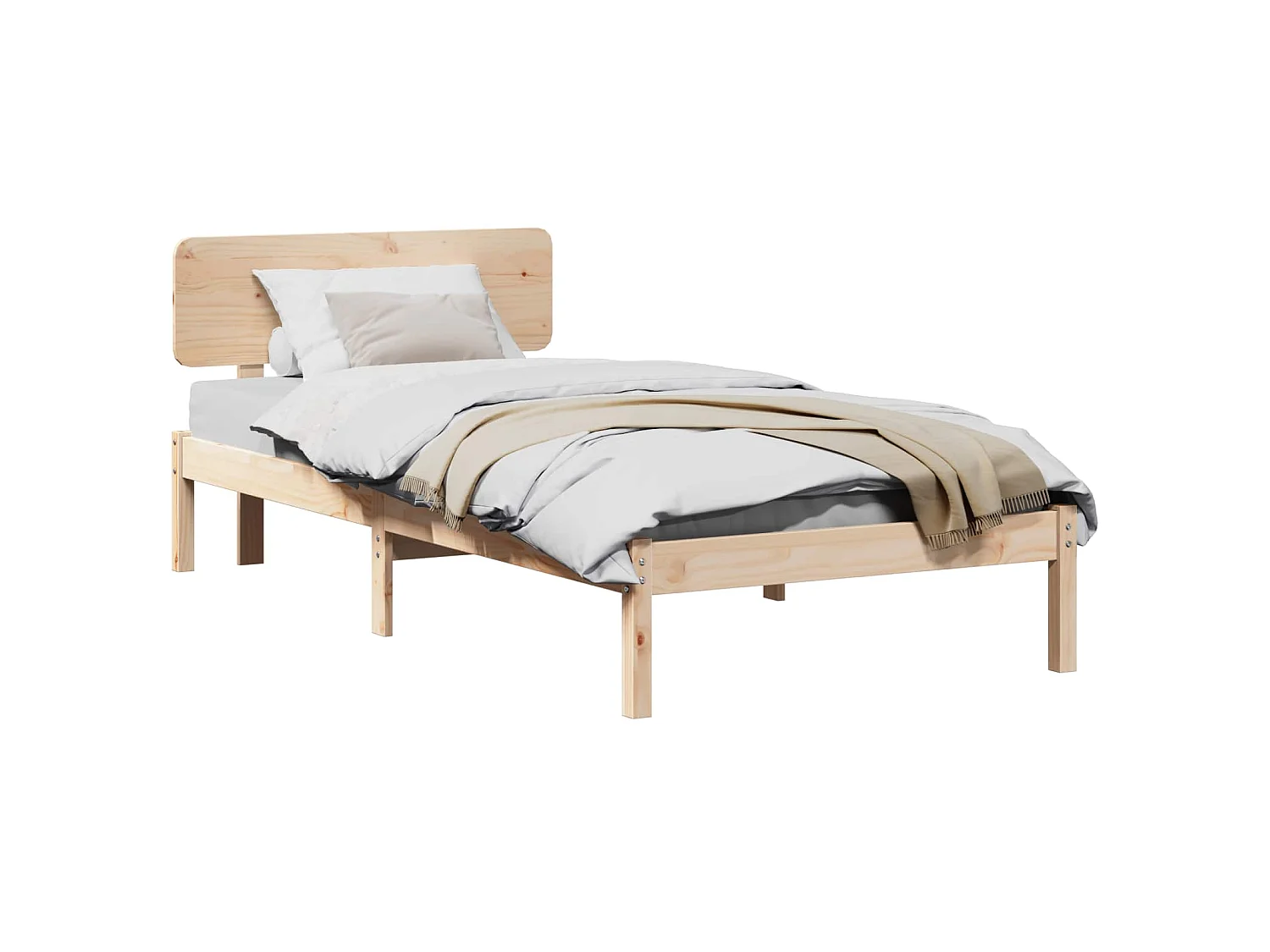Estrutura da Cama com cabeceira Natural 90 x 190 cm