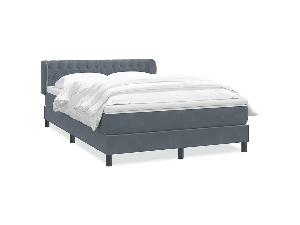 Cama box spring con colchón terciopelo gris oscuro 160x210 cm
