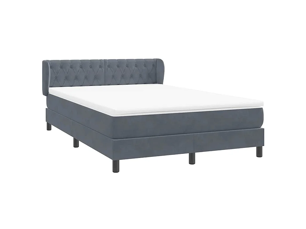 Cama box spring con colchón terciopelo gris oscuro 160x210 cm
