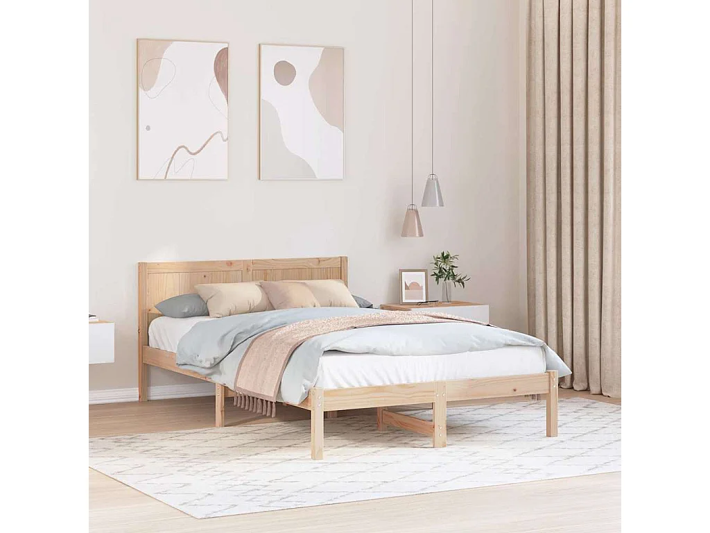 Bettgestell Braun 140 x 190 cm Massivholz Kiefer
