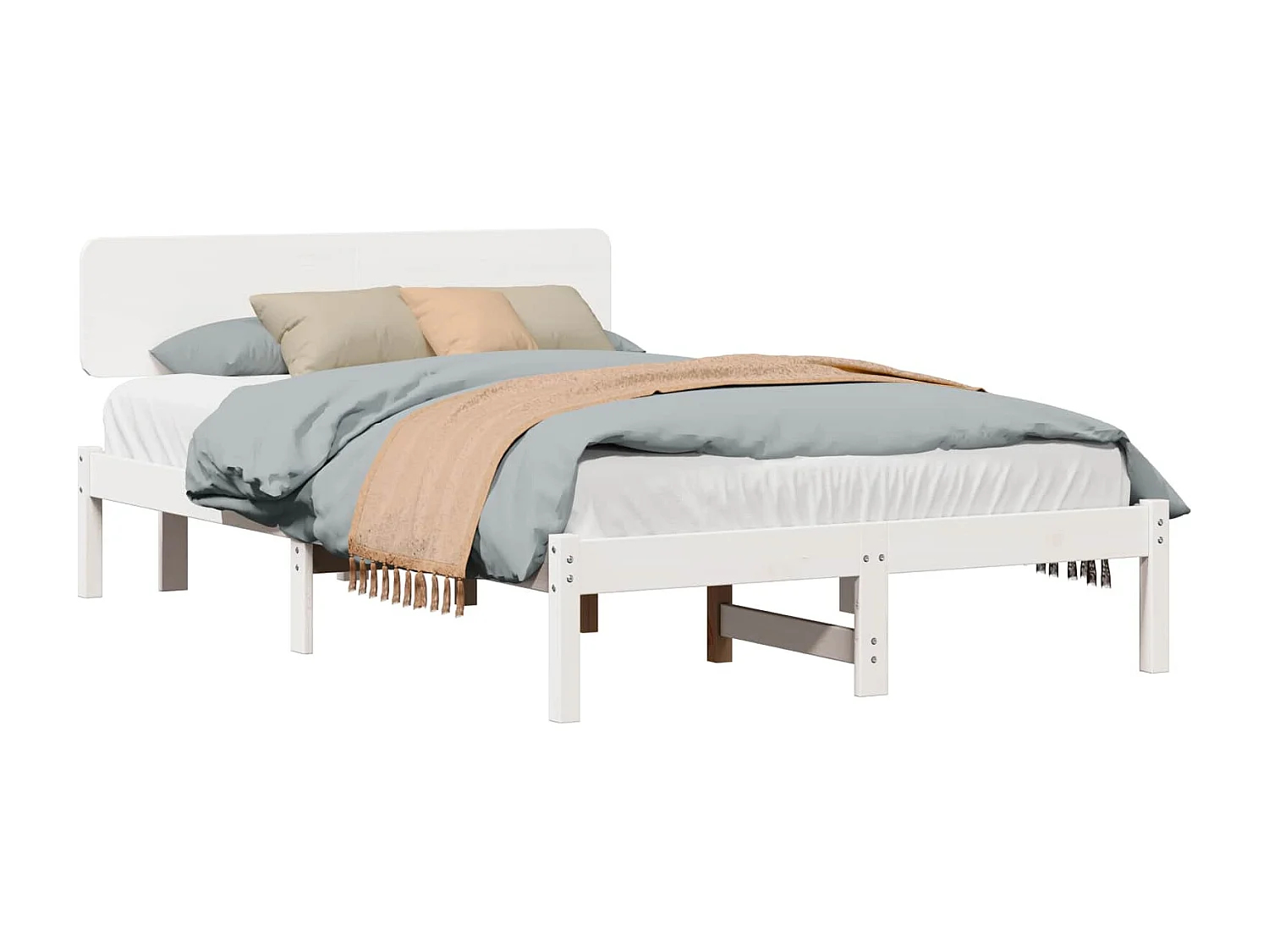 Bedframe met hoofdeinde Wit 140 x 190 cm Massief grenenhout