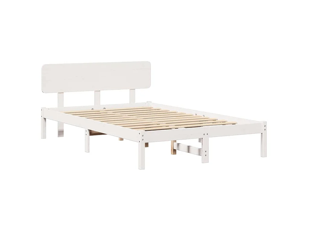 Cadre de lit avec tête de lit Blanc 140 x 190 cm Pin massif