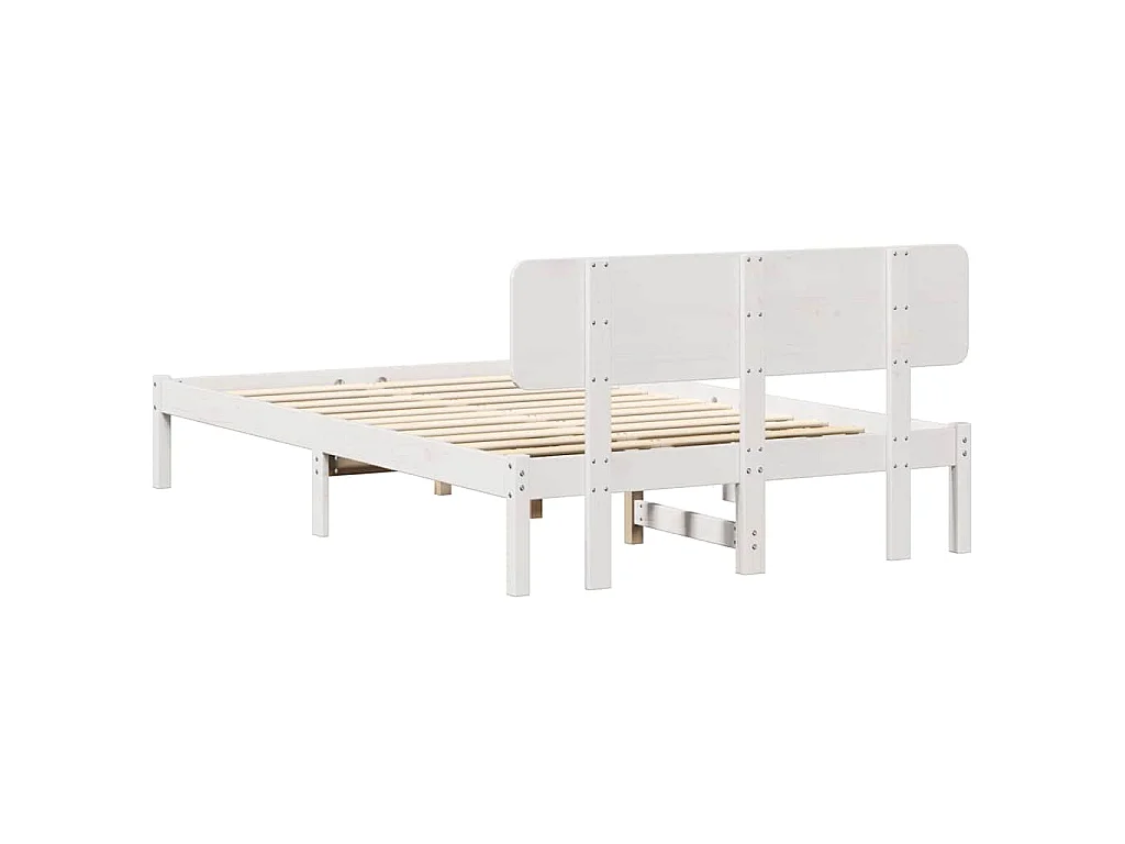 Cadre de lit avec tête de lit Blanc 140 x 190 cm Pin massif