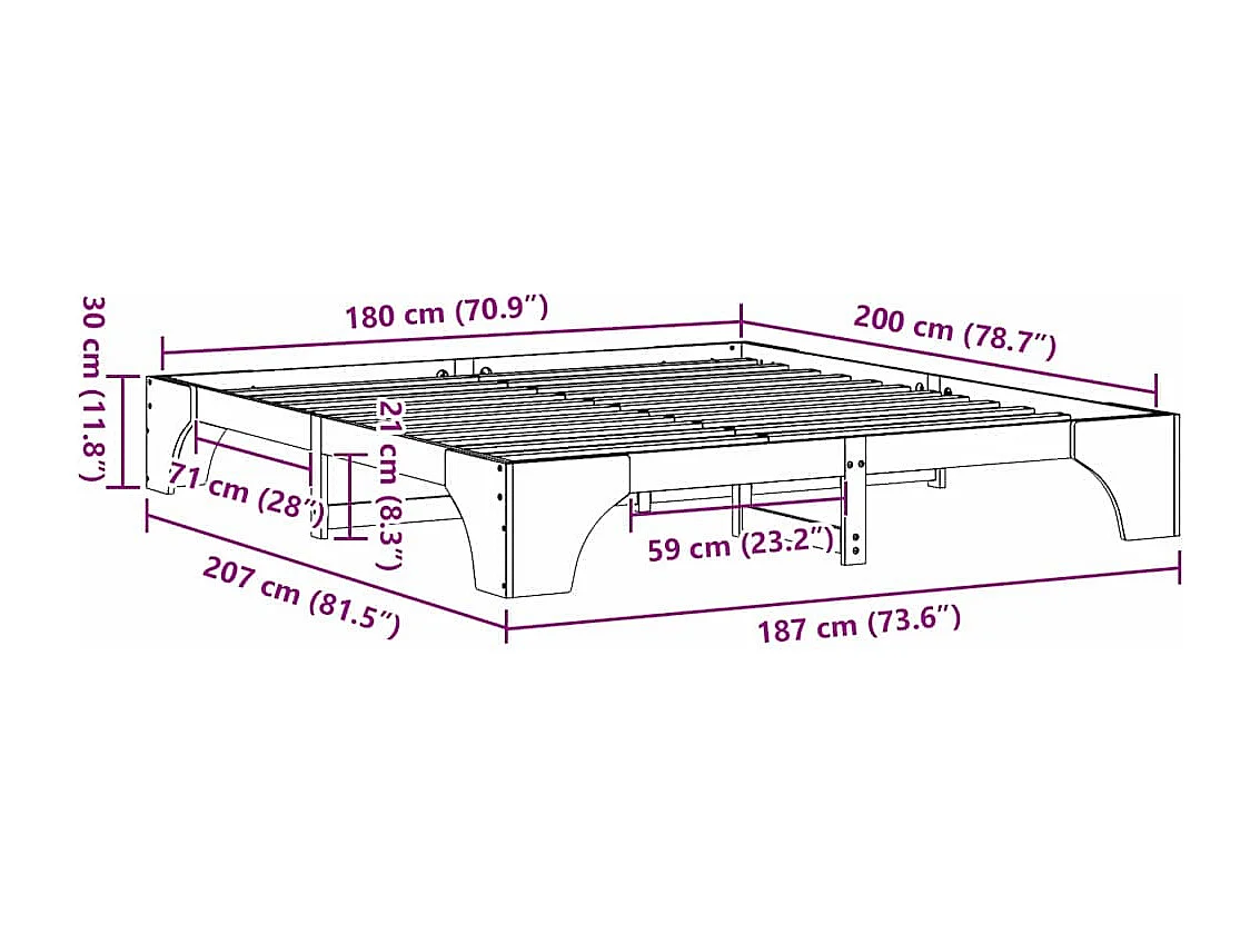 Estructura de cama Marrón cera 180 x 200 cm
