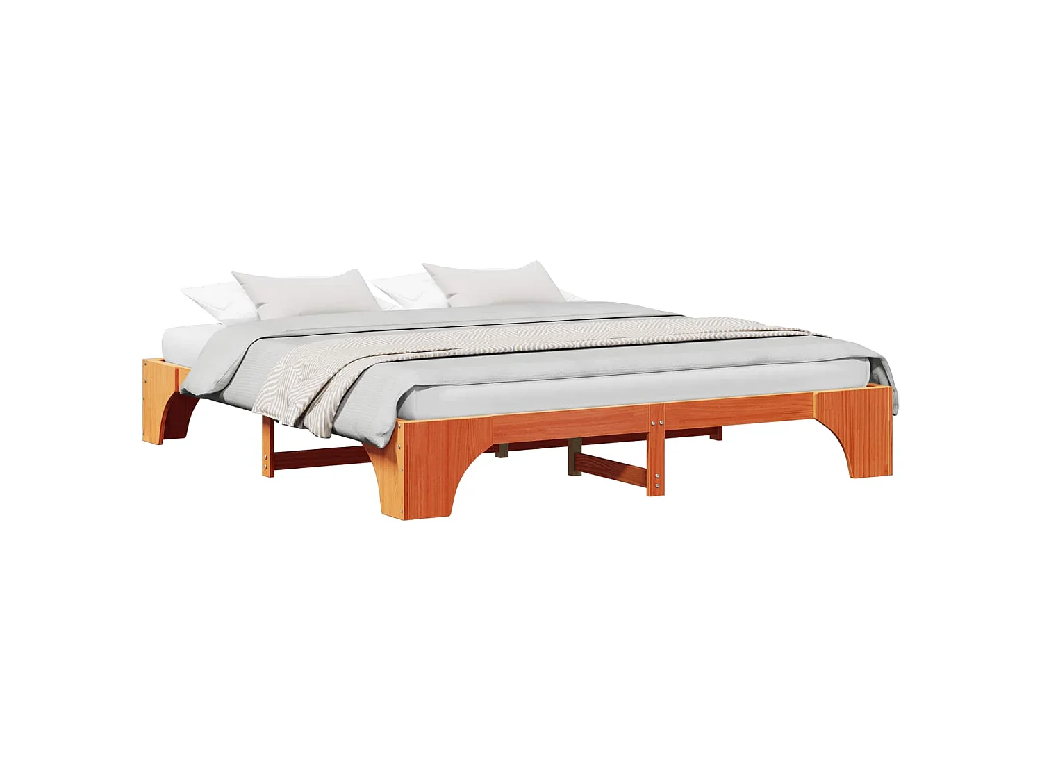 Cadre de lit Brun cire 180 x 200 cm Pin massif