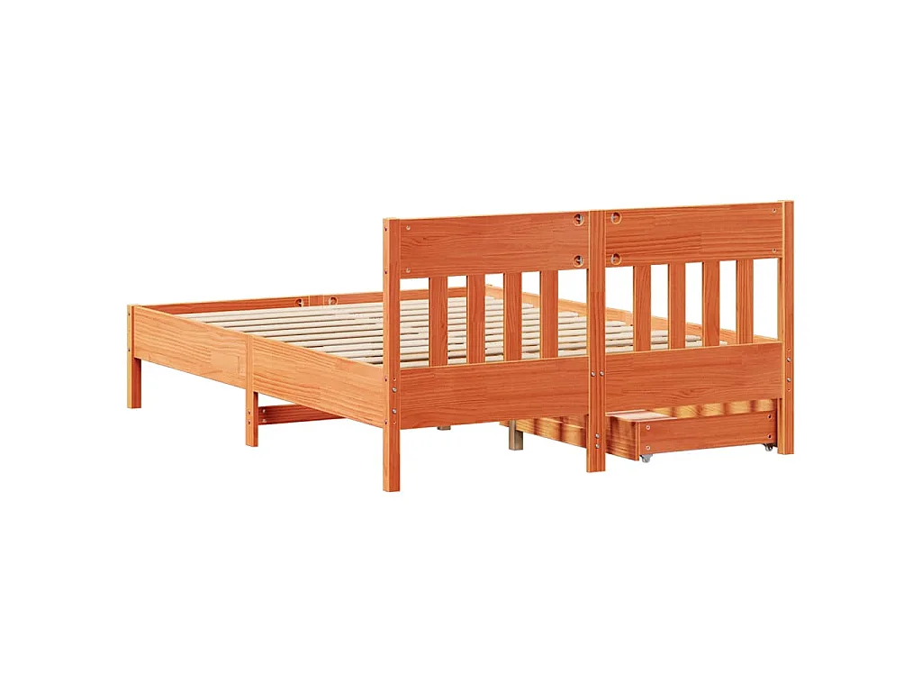 Cadre de lit sans matelas cire marron 150x200cm bois pin massif