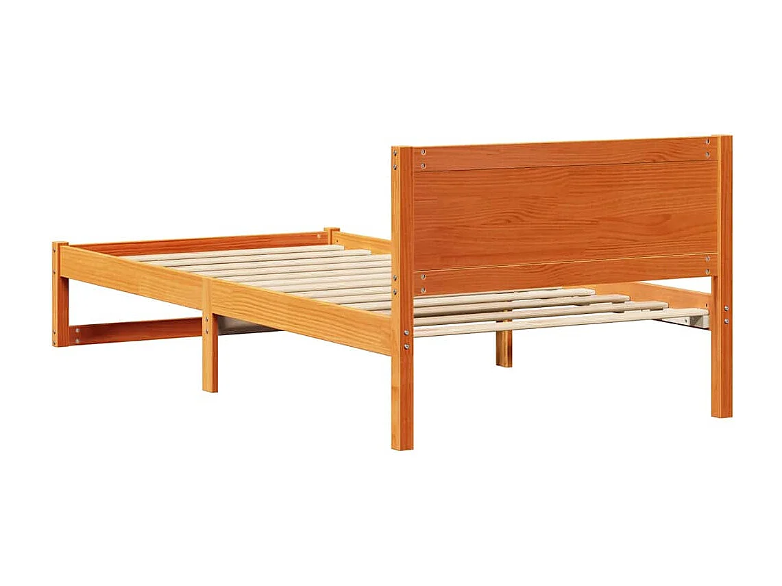 Cadre de lit avec tête de lit Brun cire 80 x 200 cm Pin massif