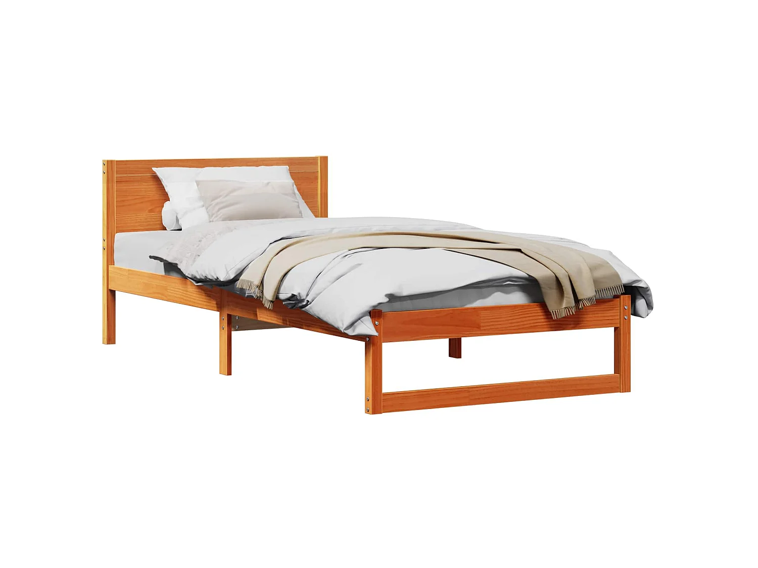 Cadre de lit avec tête de lit Brun cire 80 x 200 cm Pin massif