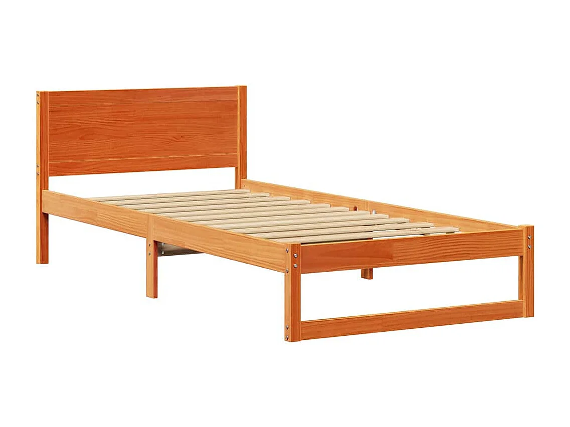 Cadre de lit avec tête de lit Brun cire 80 x 200 cm Pin massif