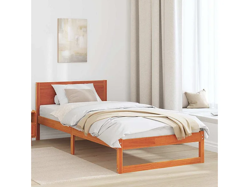 Cadre de lit avec tête de lit Brun cire 80 x 200 cm Pin massif