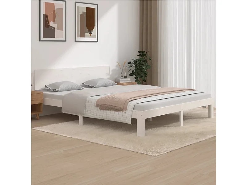 Estructura de cama sin colchón madera de pino blanco 160x200 cm