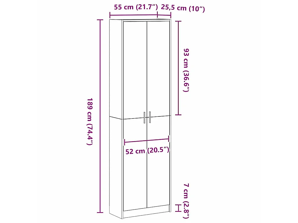 Kledingkast Artisan Eiken 55 x 25 x 189 cm Bewerkt hout