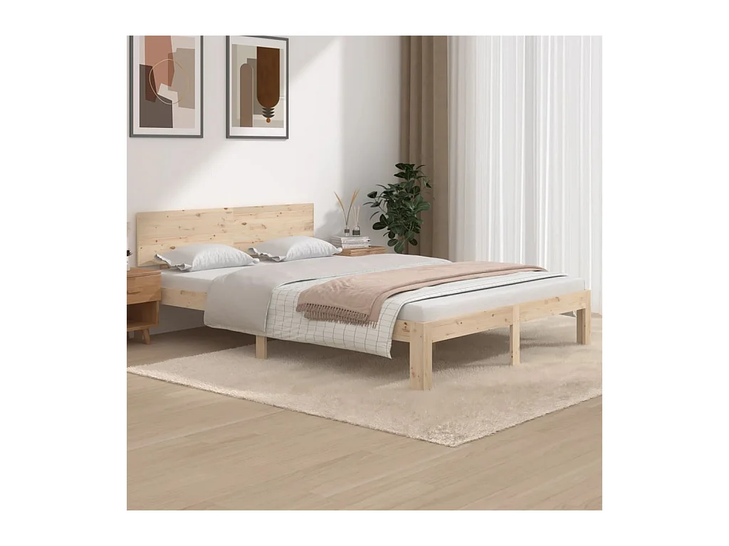 Cadre de lit sans matelas bois massif de pin 140x200 cm